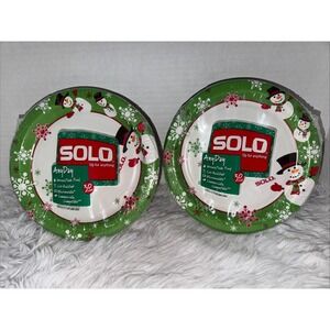 Solo Christmas Paper Plates Snowman New In Package Lot of 2 RARE HTF